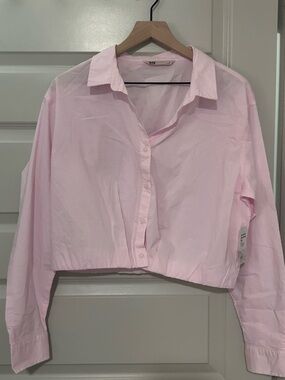 SO Light Pink Cropped Button-Down Shirt